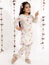 Girl's' Multicolor-Base Cream Kurta Pant Set