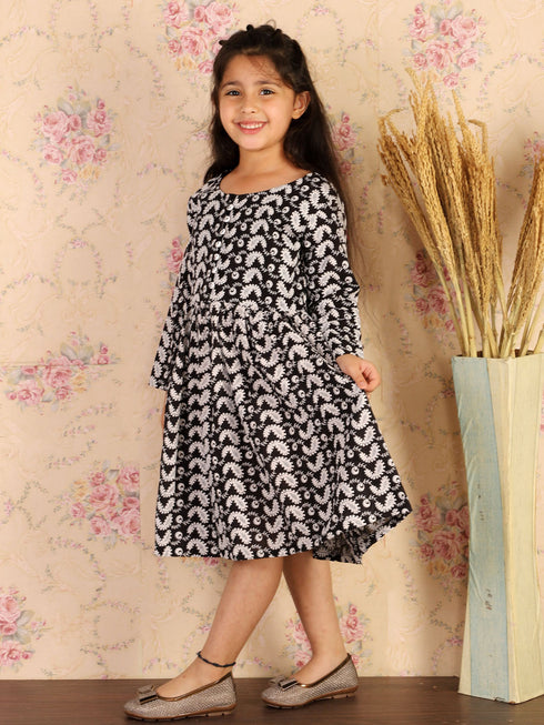 Girl's Black Pure Cotton Chikankari Kurta