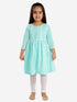 Girl's Green Pure Cotton Chikankari Kurta With Leggings