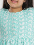Girl's Green Pure Cotton Chikankari Kurta With Leggings