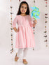 Girl's' Pink Pure Cotton Chikankari Kurta With Leggings