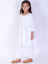 Girl's White Pure Cotton Chikankari Kurta With Leggings