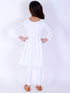 Girl's White Pure Cotton Chikankari Kurta With Leggings