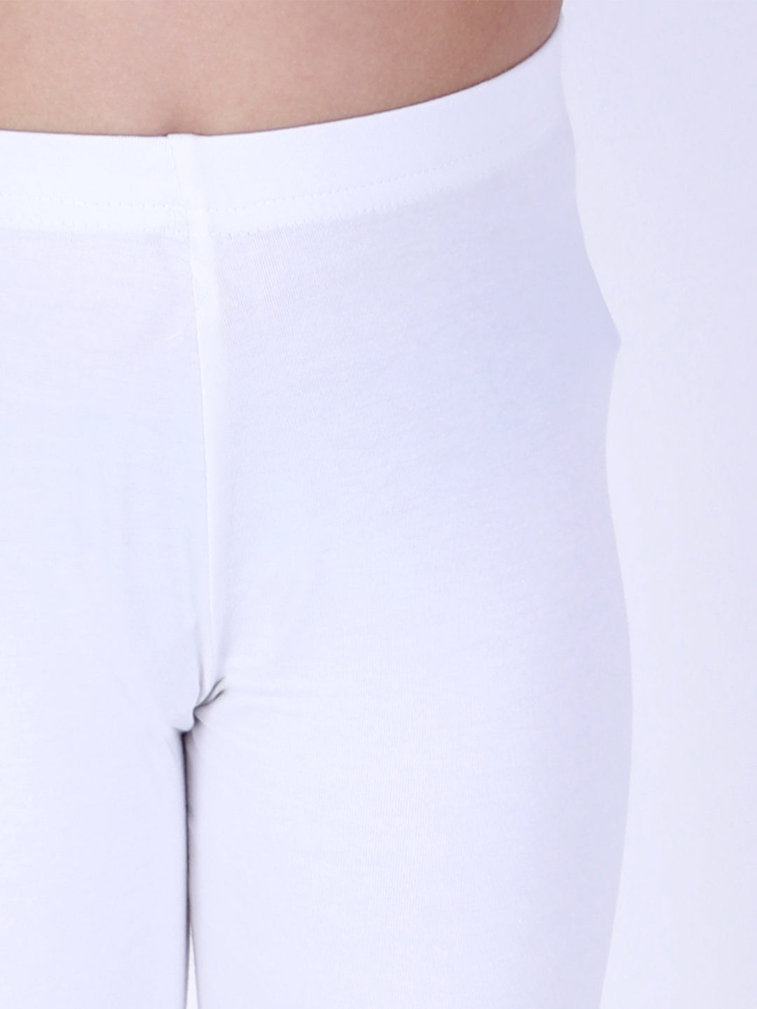 Girl's White Pure Cotton Chikankari Kurta With Leggings