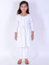 Girl's White Pure Cotton Chikankari Kurta With Leggings