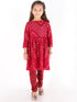 Girl's Maroon Mirror Kurta Pyjama Set
