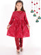 Girl's Maroon Mirror Kurta Pyjama Set