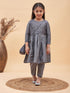 Girl's Grey Anarkali Kurta Pyjama Set With Potli Bag