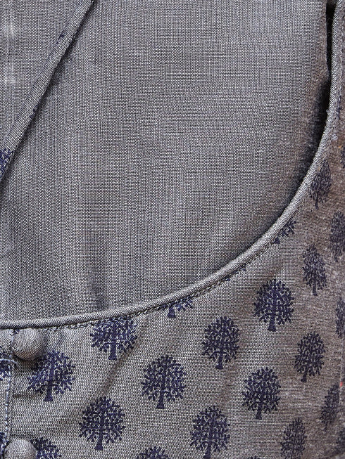 Girl's Grey Anarkali Kurta Pyjama Set With Potli Bag