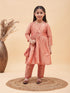 Girl's Pink Anarkali Kurta Pyjama Set With Potli Bag
