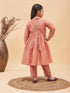 Girl's Pink Anarkali Kurta Pyjama Set With Potli Bag