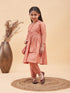 Girl's Pink Anarkali Kurta Pyjama Set With Potli Bag