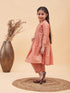 Girl's Pink Anarkali Kurta Pyjama Set With Potli Bag
