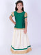 Girl's Green & White Pavda Pattu Lehenga Choli Set