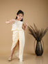 Girl's Gold Draped Skirt With Crop Top