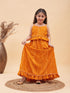Girl's Orange Bandhani Top And Long Skirt Set