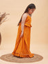 Girl's Orange Bandhani Top And Long Skirt Set
