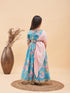Girl's Aqua Blue Floral Print Lehenga Set