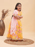 Girl's Yellow Floral Print Lehenga Set
