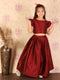 Girl's Maroon Woven Design Booti Crop Top And Long Skirt Set