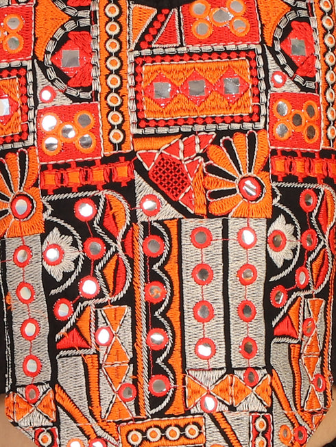 Girl's Black Navratri Special Lehenga Set