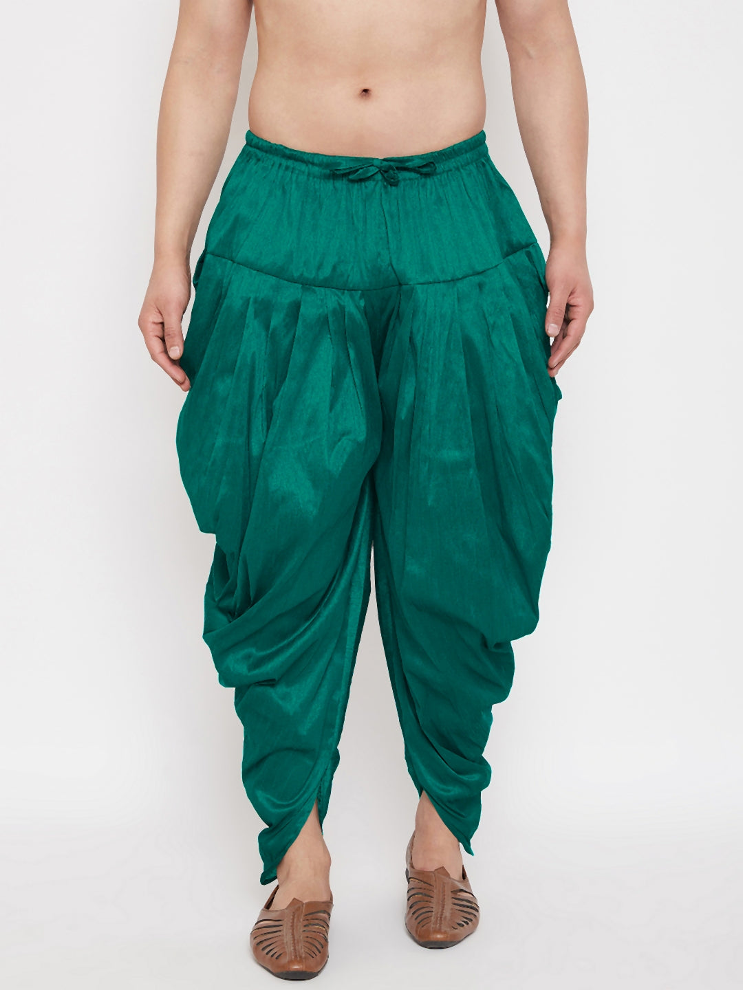 VASTRAMAY Men's Green Dhoti Pants