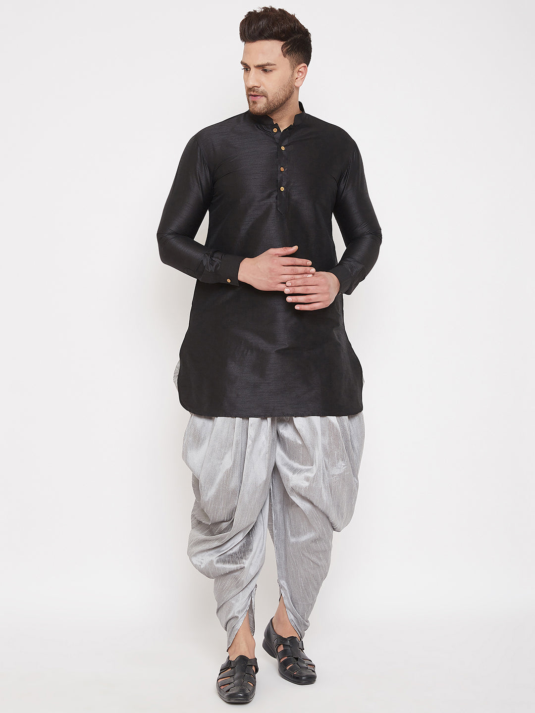 VASTRAMAY Men's Grey Dhoti Pants