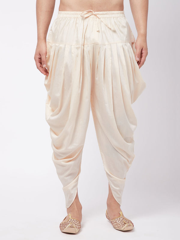 Men's Cream Cotton Blend Cowl Dhoti