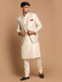 Men's Gold Woven Blazer And Cream Solid Kurta With Pajama Set