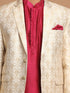 Men's Fuchsia & Gold Solid Kurta With Churidar & Woven Blazer