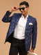 Men's Navy Blue Cotton Blend Printed Design Blazer