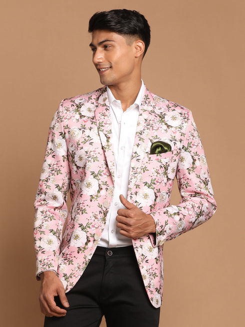Men's Pink Floral Printed Blazer