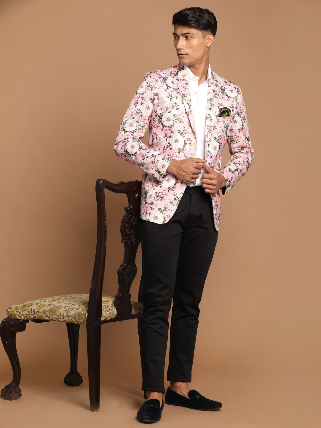 Men's Pink Floral Printed Blazer