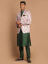 Men's Pink Floral Print Blazer And Green Solid Viscose Kurta With Pajama Set