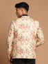 Men's Beige Silk Blend Floral Print Blazer