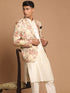 Men's Beige Floral Print Blazer And Cream Solid Kurta With Pajama Set