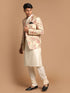 Men's Beige Floral Print Blazer And Cream Solid Kurta With Pajama Set