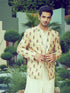 Men's Beige Silk Blend Printed Blazer