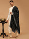 Men's Black Viscose Mirror Work Embellished Dupatta