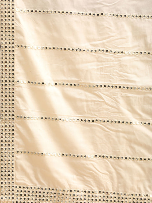 Men's Cream Viscose Mirror Work Embellished Dupatta