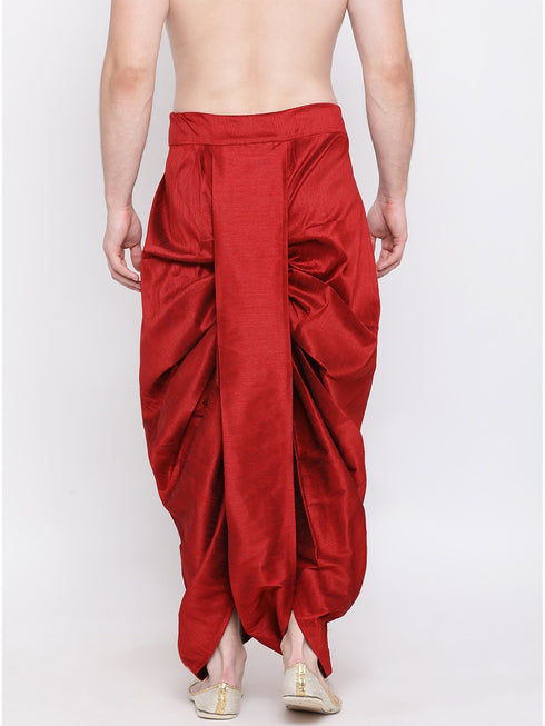 Men's Maroon Embroidered Dhoti Pant