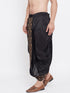 Men's Black Silk Blend Embroidered Dhoti
