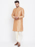 Men's Cream Silk Blend Embroidered Dhoti