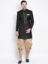 Men's Black Silk Blend Kurta and Dhoti Pant Set