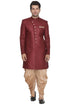 Men's Maroon Jute Cotton Blend Sherwani Set