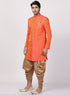 Men's Orange Silk Blend Sherwani Set