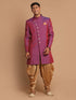 Men's Purple And Rose Gold Jute Sherwani Set