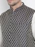 Men's White Cotton Silk Blend Kurta, Ethnic Jacket and Pyjama Set