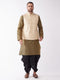 Men's Cream Silk Blend Jacket With Kurta Dhoti Set