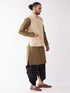 Men's Cream Silk Blend Jacket With Kurta Dhoti Set